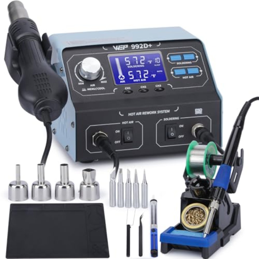 Hot Air Rework Station - 2-in-1 Soldering Iron Kit and Hot