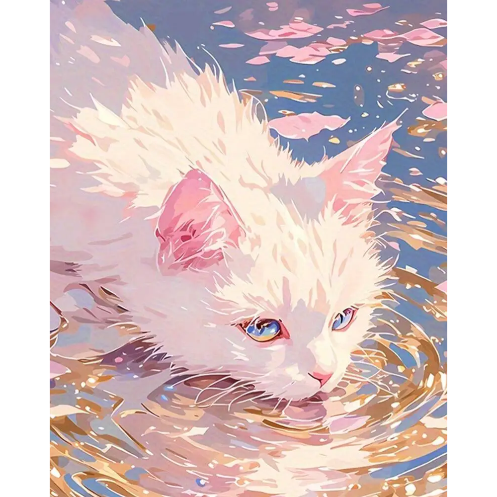 Diy Elektronik - 1pc frameless Digital Oil Painting Cat