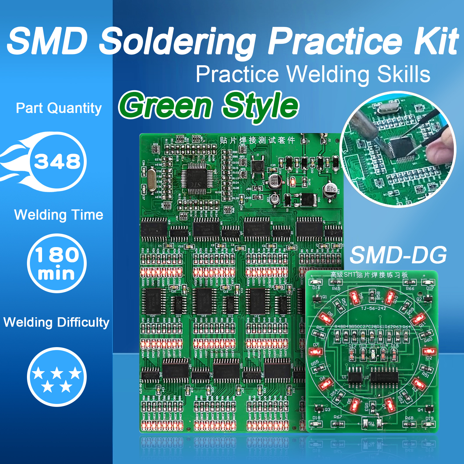 Diy Electronics Basics - Soldering Practice Two-Piece Set SMD Circuit